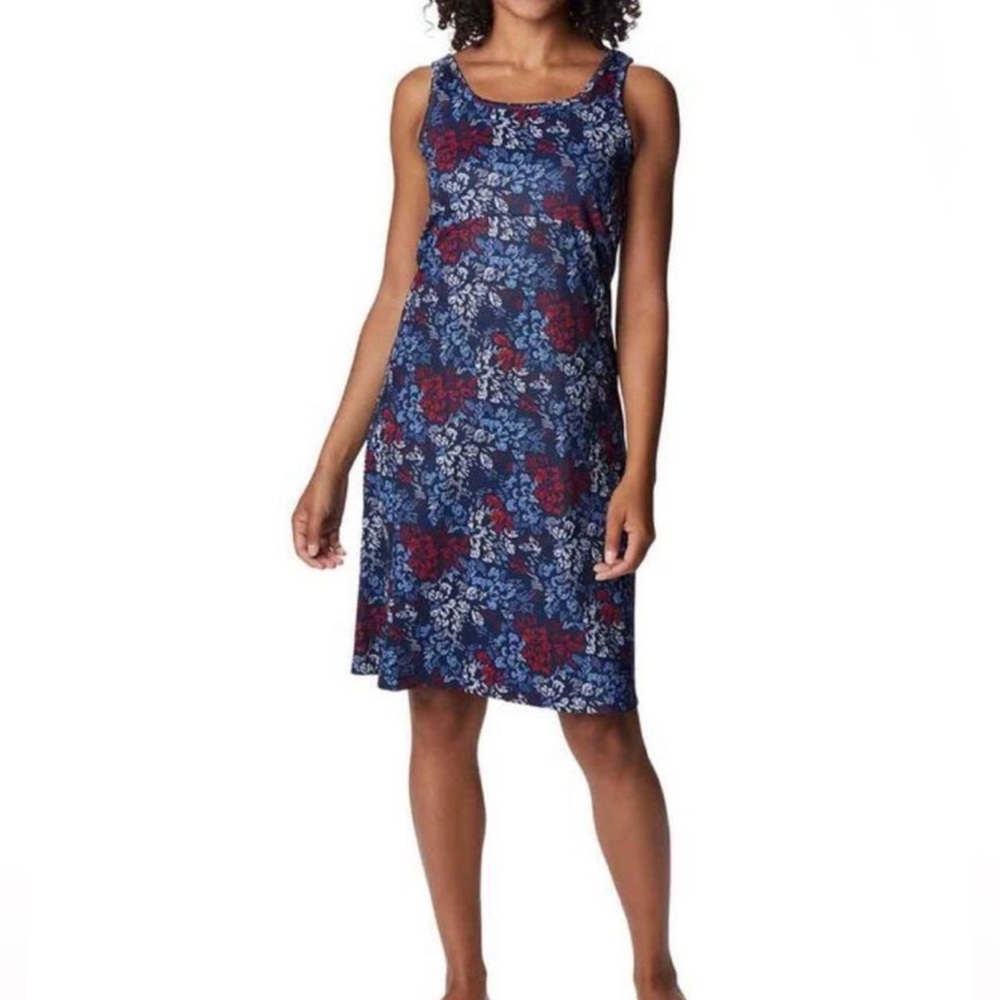 COLUMBIA BLUE/RED/WHITE SLEEVELESS OMNI-FREEZE UPF50 FREEZE DRESS